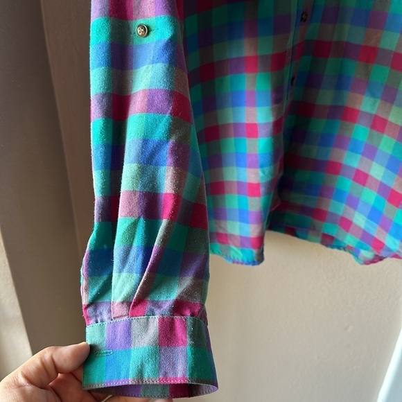 KORET Plaid Women’s Long Sleeve Button Down Shirt - Picture 4 of 7